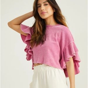 Altard State Nessa Flutter Sleeve Top Small
